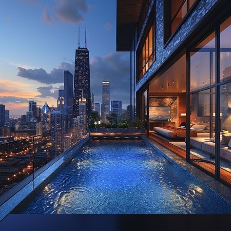 Soar above the city in this high-rise luxury apartment in Chicago, a 7,000 sq ft contemporary gem with five decadent bedrooms. Experience urban living at its finest with a rooftop pool offering a stunning view of the Chicago skyline. Share what aspect of this high-rise haven allures you for cosmopolitan living. Join the conversation and follow for peak urban luxury! 🌆🏙️ #HighRiseLuxury #ContemporaryUrban #ChicagoSkyline #dreamhomeinspiration #luxuryliving #luxurydesign Chicago High Rise Apartment Aesthetic, Highrise Apartment Living Room, Pool Apartment, High Rise Condo, Apartment High Rise, Chicago High Rise Apartment, Highrise Apartment, High Rise Apartment, Chicago Penthouse