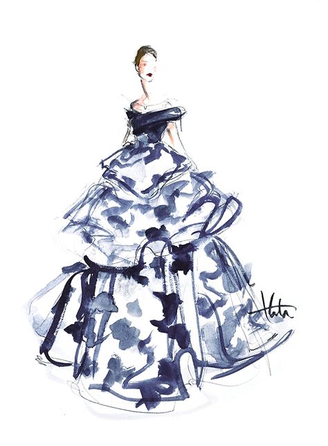 Carolina Herrera Fall 2015 Fashion Design Inspiration, Fashion Illustrators, Fashion Illustration Watercolor, Paper Fashion, Dress Art, Watercolor Fashion, Fashion Sketchbook, Fashion Illustration Sketches, Fashion Figures