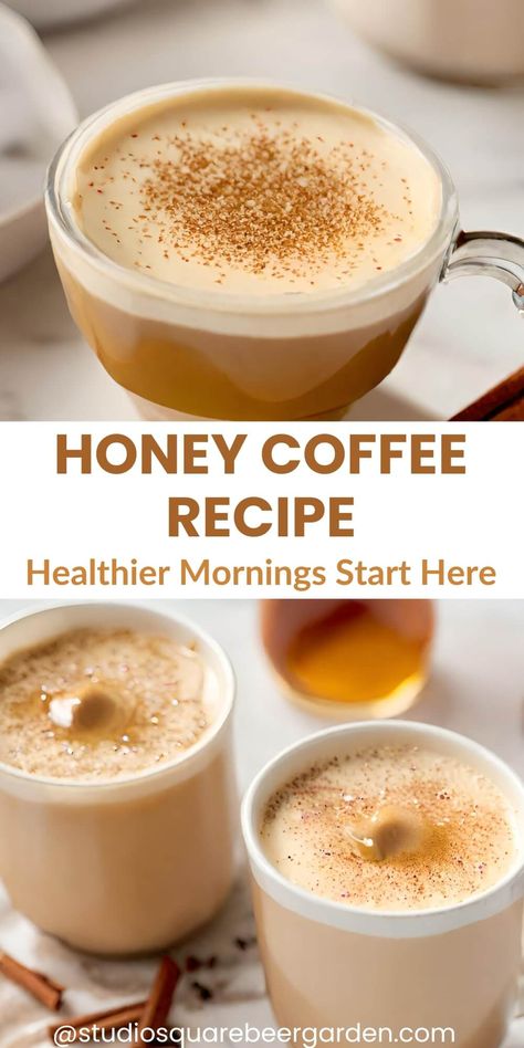 Honey Coffee recipe Mct Coffee Recipe, Vitamix Coffee Drinks, Healthy Expresso Recipes, Espresso Based Drinks, Gourmet Coffee At Home, Coffee Recipes Espresso, Espresso Coffee Drink Recipes, Oat Coffee Creamer, Whole 30 Coffee Recipes