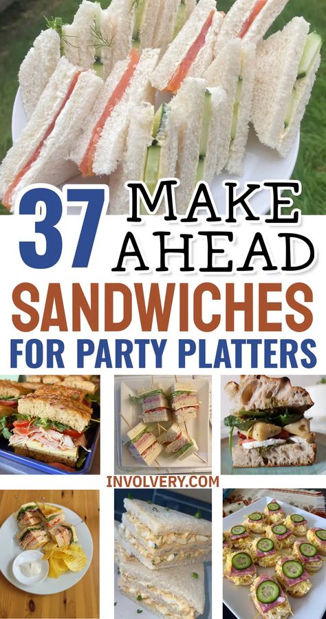 Finger Sandwiches For A Crowd, Make Ahead Sandwiches, Sandwiches For A Crowd, Party Sandwiches Recipes, Tea Party Sandwiches Recipes, Tea Party Sandwiches, Tea Sandwiches Recipes, Appetizer Sandwiches, Afternoon Tea Recipes