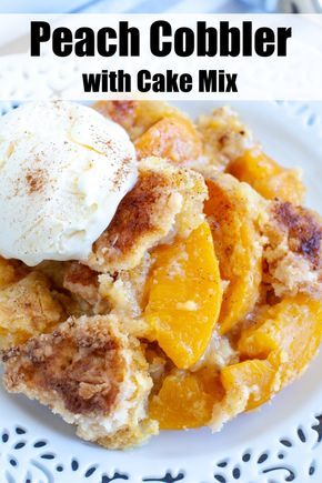 Easy Peach Cake, Peaches Baked, Cake Mix Peach Cobbler, Peach Dump Cake, Easy Peach Cobbler Recipe, Cobbler Easy, Peach Dessert Recipes, Cobbler Topping, Peach Cobbler Easy