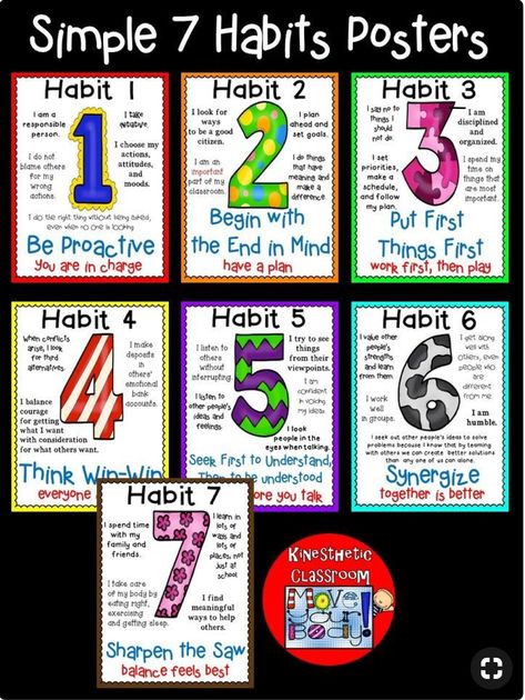 7 Habits Posters, Habits Worksheet, Happiness Habits, Student Leadership, Habits Of Mind, Seven Habits, Highly Effective People, Leader In Me, School Leader