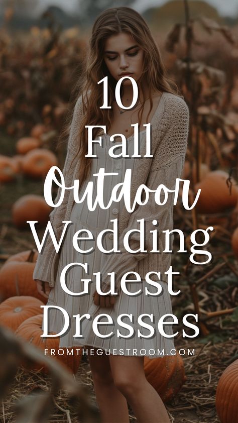 a woman wears fall outdoor wedding guest dress Bridal Bonfire Outfit, Fall Dress Outfit Wedding, What To Wear To A Ranch Wedding, Fall Outdoor Event Outfit, Colorado Wedding Guest Outfit, Outdoor Wedding Dress Ideas Guest, Outdoor Wedding Attire For Women, Semi Formal Outdoor Wedding Guest Attire, Outdoor Fall Weddings