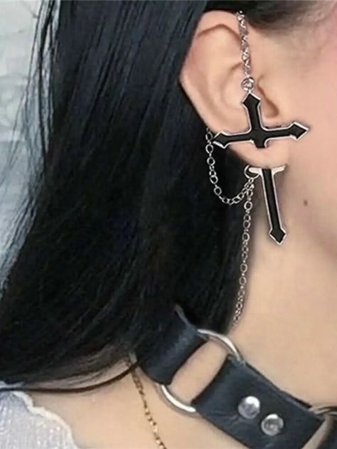 Halloween Punk Black Cross Drop Earrings | Hekka Dropshipping Shopify, Dropshipping Suppliers, Fashion Kawaii, Goth Earrings, Earrings Aesthetic, Casual Earrings, Shopify Dropshipping, Gothic Earrings, Ear Earrings