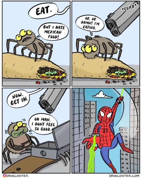 [Source: @davecontra] Click This Link for the Full Post > WEB [Comic] Funny Spider Man Comic Panels, Spider Meme, Humor Comics, Marvel Memes Funny Spiderman, Spider Memes Funny, Deadpool Memes Hilarious, Cartoon Movie Characters, Web Comic, Dark Sense Of Humor