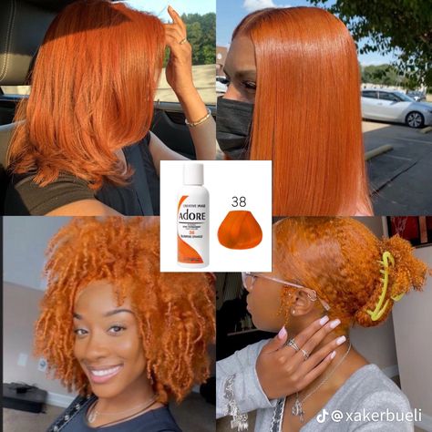 French Cognac Hair Color On Black Women, Adore Hair Dye, Ginger Hair Dyed, Cute Hair Colors, Quick Natural Hair Styles, Ginger Hair Color, Dyed Hair Inspiration, Dye Ideas, Dyed Natural Hair