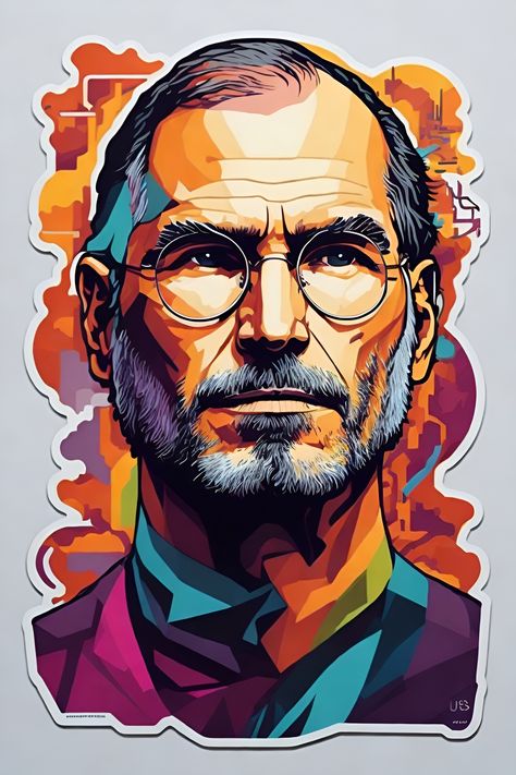 Steve Jobs, solid colors, no shadows, full design, warm colors, sticker, bright colors Steve Jobs Art, Pancake Art, Steve Jobs, Warm Colors, Bright Colors, Digital Design, Solid Colors, Social Media, Media