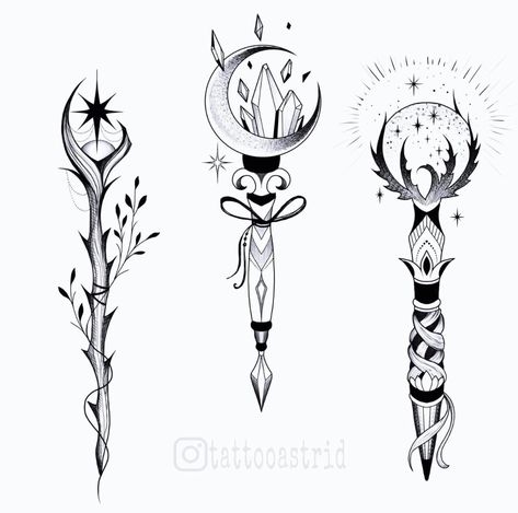 Witch Core Drawing, Apothecary Tattoo Ideas, Subtle Witch Tattoo, Witchy Wrist Tattoo, Witchy Dagger Tattoo, Wizard Hat Tattoo, Witchy Tattoo Ideas Goddesses, Sorcerer Tattoo, Witch Broom Drawing