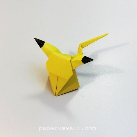 Little sitting Pikachu getting back to folding again.. #origami #paper #Pikachu…                                                                                                                                                                                 More Paper Pikachu, Paper Pikachu Origami, Pokemon Paper Toy, 3d Pokemon Paper Craft, Origami Pikachu, Pokemon Origami, Kawaii Origami, Small Origami, Paper Kawaii