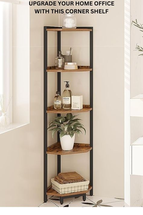 Hzuaneri Corner Shelf Stand Plant Stand Corner, Corner Shelves Living Room, Corner Shelf Stand, Guest Wc, Corner Shelf Design, Corner Stand, Apartment Wishlist, Corner Bookshelf, Bathroom Stand