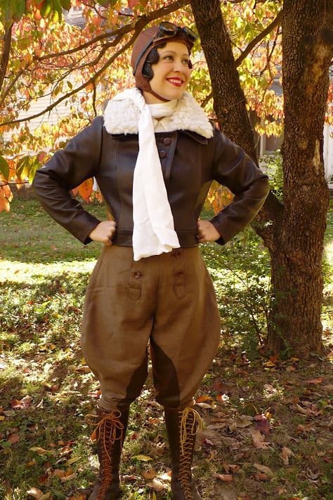 This Old Life: My Hallowe'en Costume! Part One Amelia Earhart Costume, Aviator Costume, Jodhpur Pants, Robot Costumes, Black Halloween Dress, Amelia Earhart, Steampunk Costume, Costume Contest, Creative Halloween Costumes