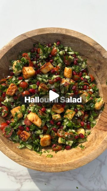 Popular Salads, Halloumi Salad Recipes, Honey Salad, Haloumi Recipes, Shirazi Salad, January Recipes, Halloumi Cheese, Halloumi Salad, Pomegranate Molasses