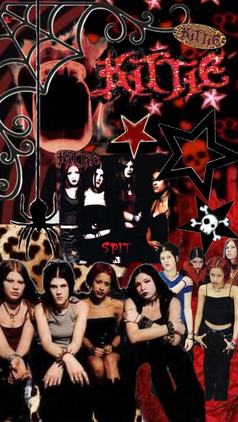 #Kittie #morganlander #spit #oracle #numetal #girlboss #90smusic #2000smusic #brackish Kittie Band 90s, 2000s Bands, Kittie Band, 2000s Music, Band Wallpapers, 90s Music, Metallic Wallpaper, Mall Goth