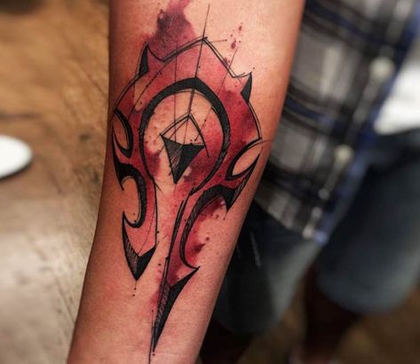 Related image Horde Tattoo, Tatuaje Trash Polka, Nerdy Tattoos, Kunst Tattoos, For The Horde, Gaming Tattoo, World Tattoo, Symbol Tattoos, Large Tattoos