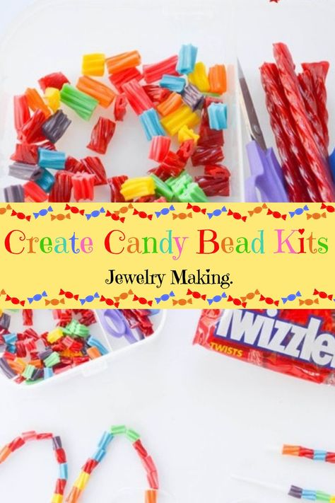 Make Your Own Candy Necklace, Candy Themed Crafts, Candyland Crafts For Kids, Candyland Activities For Kids, Candy Necklace Diy, Diy Candy Necklace, Kids Candy Crafts, Preschool Prom, Candy Activities