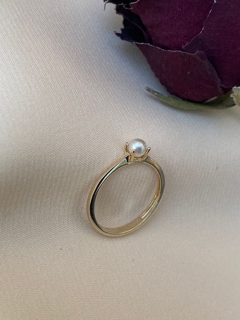 Dainty Pearl Engagement Ring, Dainty Pearl Ring, Gold Pearl Rings, Engagement Ring Pearl, Small Pearl Ring, Gold Stone Necklace, Pearl Wedding Ring, Pearl Engagement Ring, Gold Pearl Ring