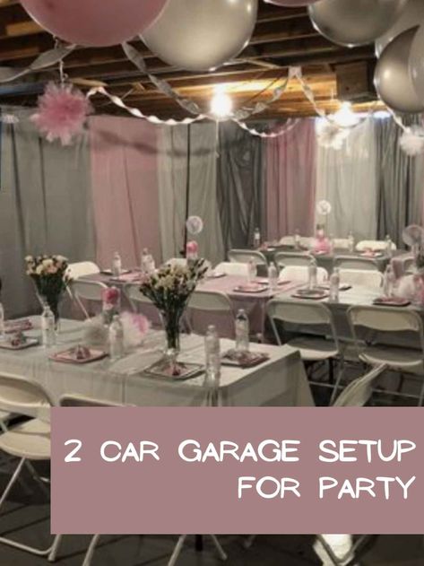 43 Garage Party Ideas with Easy Setup - Fun Party Pop Garage Birthday Party Ideas Decoration, Garage Set Up For Party, Birthday In Garage Party Ideas, Party In The Garage, Indoor Party Setup Ideas, Graduation Party Ideas Elegant, Small Garage Party Set Up Ideas, Garage Party Decor, Garage Dinner Party Ideas