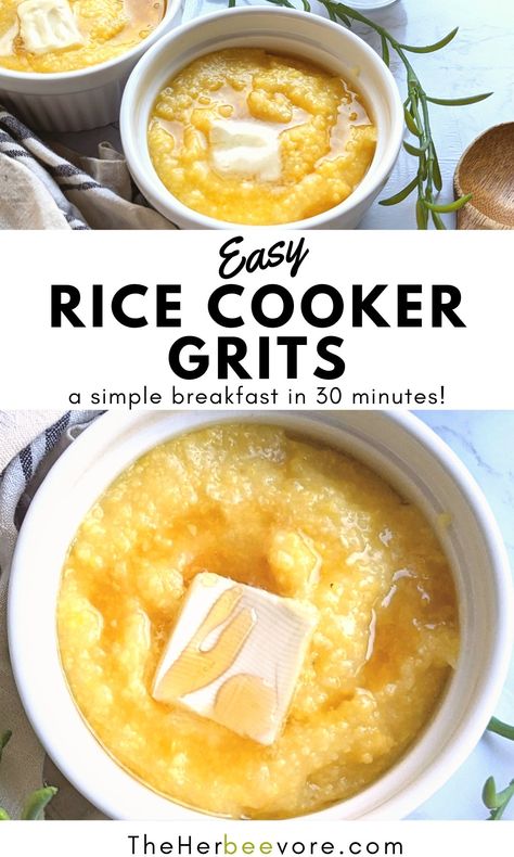 Rice Cooker Grits Recipe (Vegetarian, Gluten Free) Rice Cooker Quinoa Recipes, Rice Cooker Recipes Healthy, Grit Recipes, Cooking Grits, Quinoa In Rice Cooker, Vegan Lentil Recipes, Aroma Rice Cooker, Small Rice Cooker, How To Cook Grits