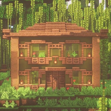 CraftingBench ⛏ Minecraft na Instagramie: „Stunning Jungle House by @llama.if 🎋 - Follow @crafting.bench for more! Follow @crafting.bench for more! - #minecraft #minecraftjungle…” Cool Modern Minecraft Houses, Jungle Minecraft, Minecraft Jungle House, Minecraft Underwater, Modern Minecraft Houses, Minecraft Houses Survival, Minecraft Houses Blueprints, Jungle House, Bangunan Minecraft