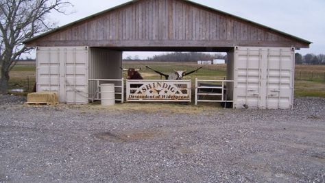 10 Shipping Container Buildings For Homes And Outbuildings Shipping Container Barn, Container Sheds, Container Garage, Shipping Container Sheds, Livestock Barn, Shipping Container Buildings, Shipping Container Ideas, Sea Containers, Container Living