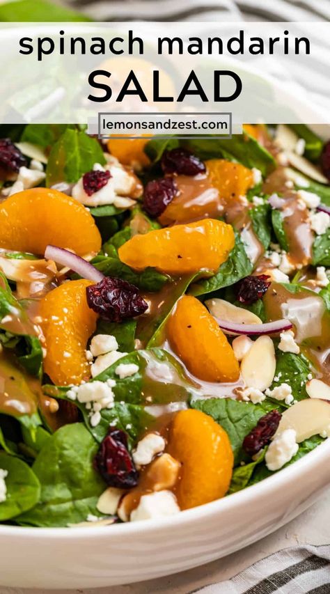 Spinach Mandarin Orange Salad, Mandarin Salad, Honey Balsamic Dressing, Spinach Salad Recipes, Fresh Salad Recipes, Honey Balsamic, Best Salad Recipes, Balsamic Dressing, Salad Recipes For Dinner