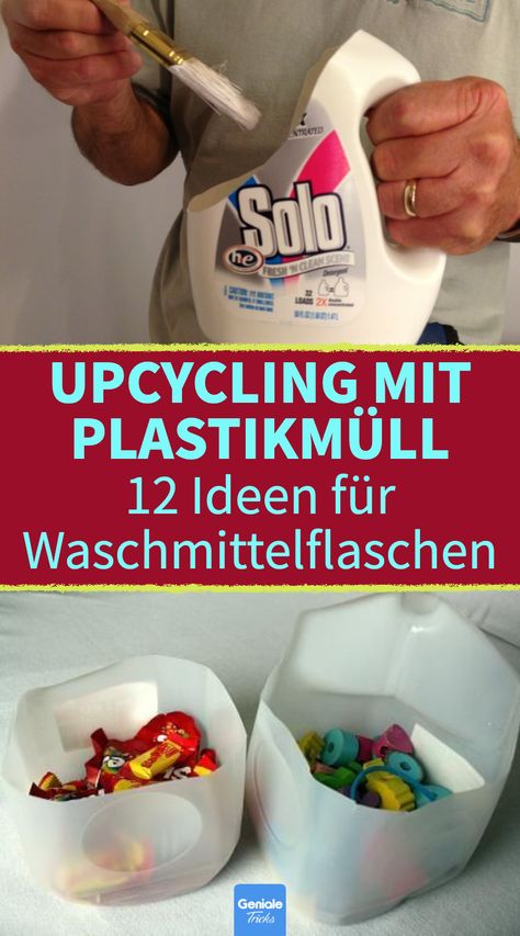 Upcycling mit Plastikmüll: 12 Ideen für Waschmittelflaschen. 12 kreative Upcycling-Ideen für Waschmittelflaschen. #upcycling-ideen #diy #waschmittelflaschen #upcycling-projekte #plastikflaschen #diy Plastik Recycling, Upcycling Diy, Diy Upcycling, Repurpose, Zero Waste, Recycling