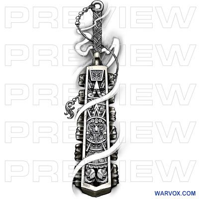 Inca Warrior Tattoo, Macuahuitl Tattoo, Aztec Sleeve Tattoos, Aztec Warrior Tattoo, Mayan Glyphs, Aztec Symbols, Aztec Tattoos, Glyph Tattoo, Inca Tattoo