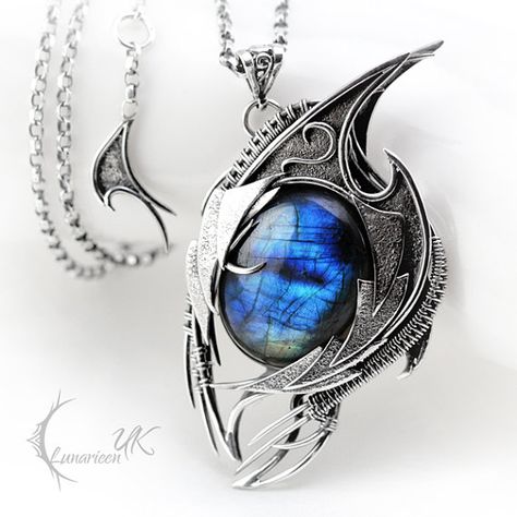 AXTRIIS DRACO Vampire Victorian, Fantasy Vampire, Dragons Eye, Blue Stones Jewelry, Gothic Pendant, Elven Jewelry, Basic Jewelry, Royal Blue And Gold, Dragon Necklace