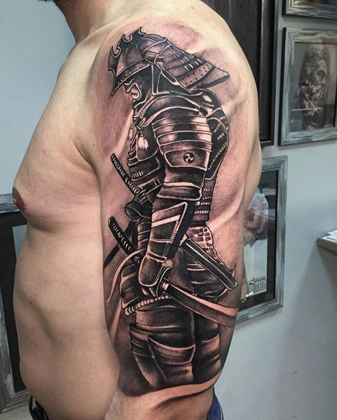 tattoos for men | Wormhole Tattoo- Best choice for tattoo artists | #tattooing #tattooist #tattooed #inked #inkedtattoo #tattoos #tattooideas #tattoodesings #tattoomodels #besttattoostyles #bodyart #skinart #tattooart #sexytattoos #tattoopinterest #tattooflash Sumari Tattoo, Samurai Bicep Tattoo, Samari Tattoos For Men, Samari Tattoos, Men Wolf Tattoo, Shaolin Tattoo, Japanese Samurai Tattoo, Simple Tattoos For Men, Attractive Tattoos