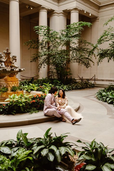 Romantic DC Elopement | Washington DC Elopement Photographer | National Gallery of Art Elopement | Kristina and Jimmy had such a romantic elopement at different locations surrounded by beautiful columns, courtyards, and cathedrals. Discover city elopement inspiration, city elopement locations, Washington DC elopement ideas, romantic elopement pictures, and city elopement shoot. Head to julianawall.com to book your East Coast elopement photographer. National Gallery Of Art Photoshoot, Dc Photoshoot, Engagement Photo Book, Dc Elopement, Creative Photoshoots, Engagement Aesthetic, Dc Engagement Photos, Aesthetic Engagement, Small Wedding Photography