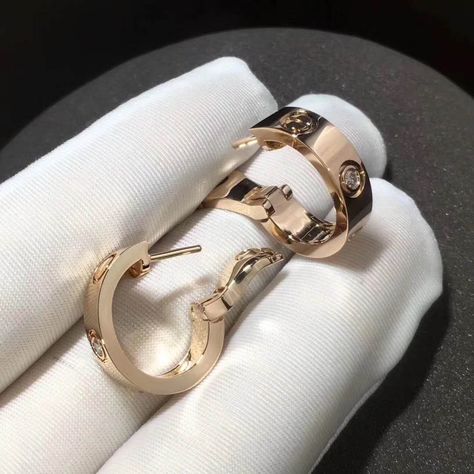 Cartier Love Earrings in 18k Pink Gold with Diamonds B8301218 Cartier Love Earrings, Earrings Cartier, Cartier Jewelry Earrings, Cartier Gold Elegant Jewelry, Love Earrings Cartier, Cartier Love Earrings Gold, Cartier Hoop Earrings, Elegant Cartier Earrings For Gift, Cartier Rose Gold Jewelry Gift