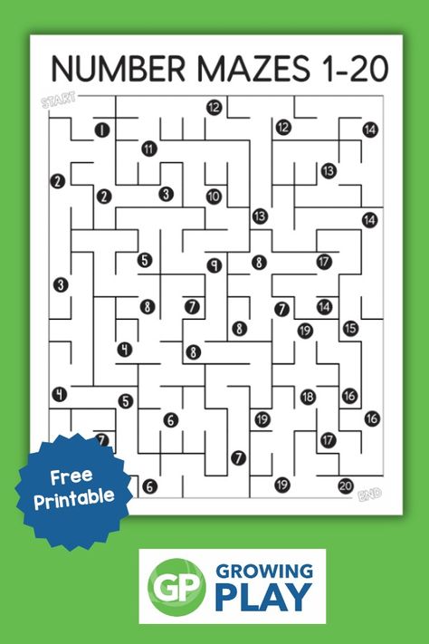 Number Maze Worksheet - Free PDF Printable - Growing Play Number Maze, Maze Worksheet, Printable Mazes, Number Formation, Differentiated Learning, Numbers For Kids, Number Puzzles, Foundational Skills, Facts For Kids