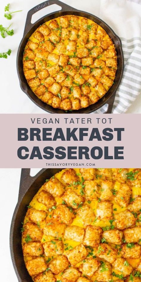 Breakfast For Vegans, Vegan Ideas For Beginners, Vegan Tater Tot Casserole Breakfast, Vegan Sausage Recipes For Dinner, Vegan Brunch Casserole, Gf Vegan Breakfast, Vegan Easter Breakfast, Vegan Winter Breakfast, Egg Free Christmas Breakfast