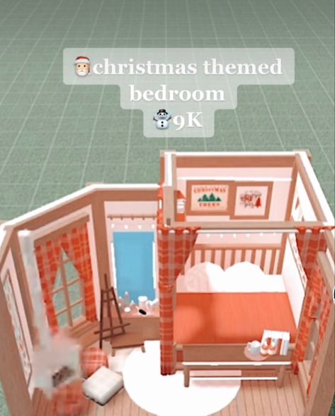 Bloxburg Filming Room Ideas, Bloxburg House Ideas Interior Christmas, Bloxburg Log Cabin Ideas, Bloxburg Room Ideas Christmas, Christmas Cottage Bloxburg, Bloxburg Bedroom Ideas Christmas, Christmas Bloxburg Bedroom, Christmas Bloxburg Room Ideas, Bloxburg Christmas Bedroom Ideas