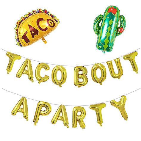 Amazon.com: 16" Gold Foil Balloon Taco Bout A Party Cactus Balloons Engagement Bachelorette Birthday Taco Shower Fiesta Party Theme Baby Shower Pregnancy Announcement Ideas Mexican Fiesta Theme Supplies: Gateway Taco Party Decorations, Cactus Tacos, Taco Bout A Party, Cactus Balloon, Taco Twosday, Fiesta Birthday Party, Fiesta Theme Party, Cactus Party, Taco Party