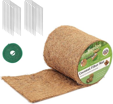 Amazon.com : Heelos Thick Mulch Roll for Landscaping,120" x 6.5" Coconut Fiber Liner Mulch Mat with 16PCS U-Shaped Steel Stakes and Plant Ties Tape,Natural Coco Liner Pad Garden Edging Border Lawns Weed Barrier : Patio, Lawn & Garden Planter Box Liners, Mulch Mat, Mulch Landscaping, Plant Ties, Weeds In Lawn, Weed Barrier, Urban Farm, Steel Nails, Coconut Fiber