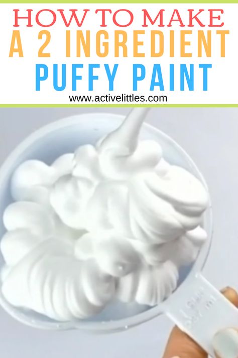 Puffy Paint Diy, Make Puffy Paint, Puffy Paint Recipe, Homemade Finger Paint, Homemade Puffy Paint, Diy Puffy Paint, Preschool Christmas Activities, Paint Recipe, Homemade Paint