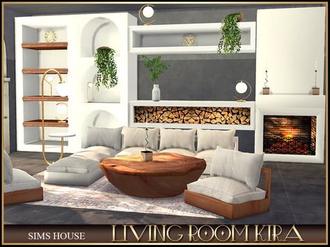 The Sims Resource - LIVING ROOM KIRA Sims 4 Living Room Ideas Modern, Sims 4 Home Decor Cc Free, Cc Living Room Sims 4, Sims 4 Cc Furniture Patreon Free Living Room, Sims 4 Cozy Living Room, Sims 4 Cc Living Room Patreon, Free Sims 4 Cc Furniture, The Sims 4 Cc Living Room, Sims 4 Fireplace Cc