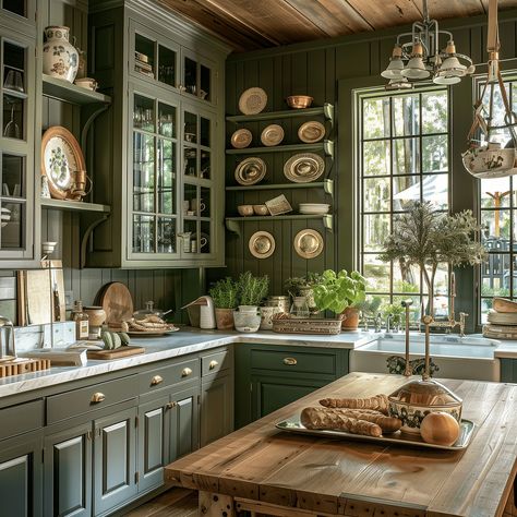 Timeless Southern Charm Cottagecore [Kitchen Concept] Southern Cottagecore, Best Greige Paint, Best Greige, Kitchen Cottagecore, Southern Charm Decor, Cottage Core Kitchen, Cottagecore House, Sage Kitchen, Kitchen Concept