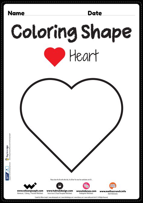 Heart coloring page for preschool kindergarten kids | Wilson Joseph Heart Shape Worksheets For Preschool, Heart Shape Activities For Preschool, Heart Shape Activity, Heart Activities For Preschool, Heart Worksheet, Visual Drawing, Heart Coloring Page, Shape Worksheets For Preschool, Shapes For Toddlers