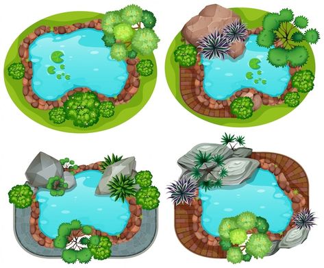 Garden Aerial View, Pond Illustration, Top View, Vector Photo, Restaurant Design, Aerial View, Transparent Png, Free Vector Images, Premium Vector