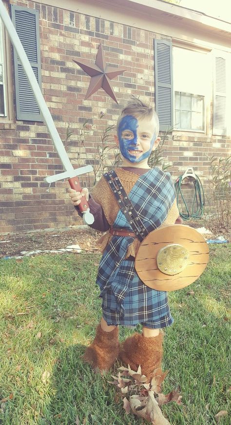 My son dressed as William Wallace... Braveheart Goodwill costume with authentic wooden weaponry compliments of … | Braveheart costume, Braveheart, Goodwill costumes William Wallace Costume, Braveheart Costume, Souper Halloween, William Wallace Braveheart, Boys Kilt, William Wallace, Sir William, Outfit Halloween, Crafts For Boys