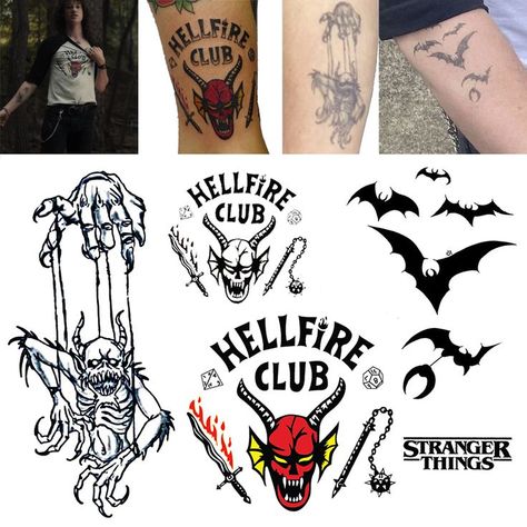 Stranger Things Tattoo Ideas, Eddie Munson Stranger Things, Stranger Things Tattoo, Starnger Things, Akali League Of Legends, Stranger Things Halloween, Bat Tattoo, 4 Tattoo, Bff Tattoos