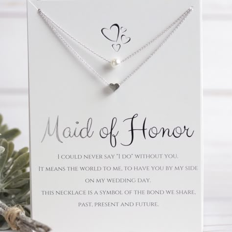 Purchase Layered Bridesmaid Necklace With Card and 1 other item Bridesmaid Necklaces, Wedding Hacks, How To Dress For A Wedding, Heart Necklaces, Bridesmaid Pearls, Pearl Heart, Future Wedding Plans, Bridesmaid Proposal Gifts, Proposal Gifts