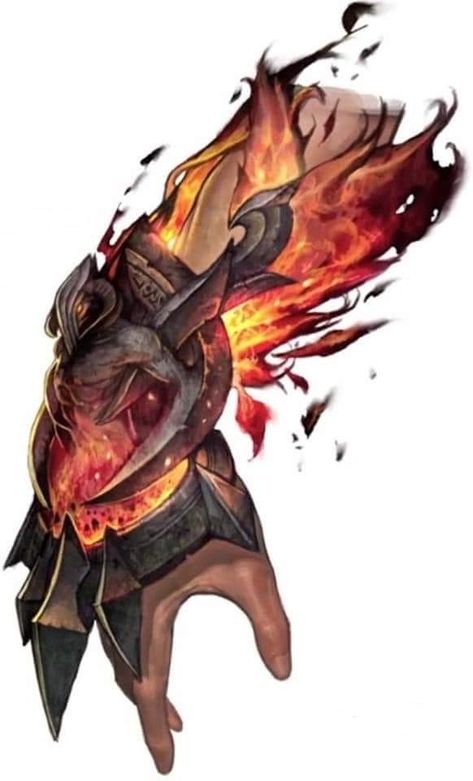 Fire Gauntlets Concept Art, Glove Concept Art, Magic Item Concept Art, Gloves Concept Art, Magical Gauntlet, Fire God Art, Gauntlets Concept Art, Fire Gauntlet, Gauntlet Art