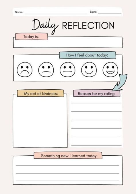 Daily editable reflection journal What I Learned Today Template, Daily Reflection Journal Template, Sims Journal, Reflection Examples, High School Journal, Daily Reflection Journal, Weekly Planner Book, Teen Activities, Weekly Planner Print