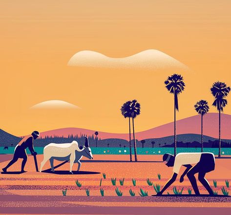 ranga krishnamani on Instagram: “Exploration for a upcoming project. A philanthropic project supporting small business, farming and crafts. Working on the animation.…” Farming Illustration, Gouache Paint, Liquid Ink, Creative Illustration, More Design, Illustration Inspiration, Illustration Artwork, Illustration Artists, One Word