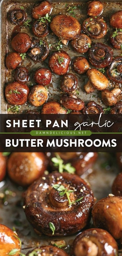 39 reviews · 30 minutes · Vegetarian Gluten free Paleo · Serves 6 · Always say yes to one-pan dishes for easier cleanup! Roasted on a sheet pan in an epic garlic butter sauce, this mushroom recipe makes one of the best side dishes for dinner. Save this and try it! Side Dishes For Dinner, Dishes For Dinner, Butter Mushrooms, Party Side Dishes, Garlic Butter Mushrooms, Best Side Dish, Mushroom Recipe, Garlic Butter Sauce, Roasted Mushrooms