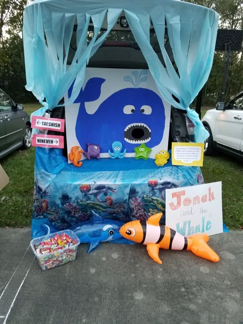 Jonah and the Whale Bean Bag Toss for Trunk or Treat Jonah Trunk Or Treat Ideas, Get Hooked On Jesus Trunk Or Treat, Jonah And The Whale Trunk Or Treat Ideas, Scripture Trunk Or Treat Ideas, Jonah Trunk Or Treat, Christian Truck Or Treat Ideas For Cars, Fisher Of Men Trunk Or Treat, Biblical Themed Trunk Or Treat Ideas, Trunker Treat Ideas Church