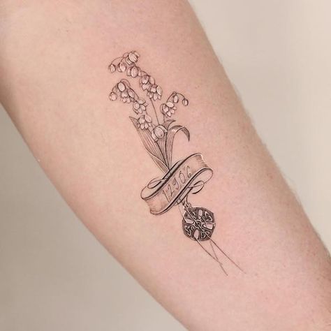 Lily Of The Valley Tattoos, Arm Wrap Tattoo, Lily Valley, Around Arm Tattoo, Wrap Around Tattoo, Wrap Tattoo, Sunflower Tattoos, Tattoos Art, Lily Tattoo